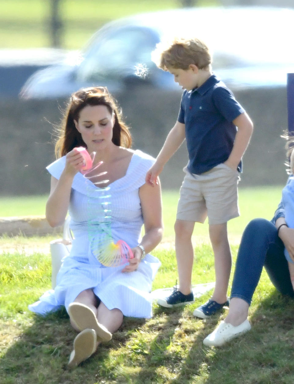 George discovers a slinky. Photo: Getty