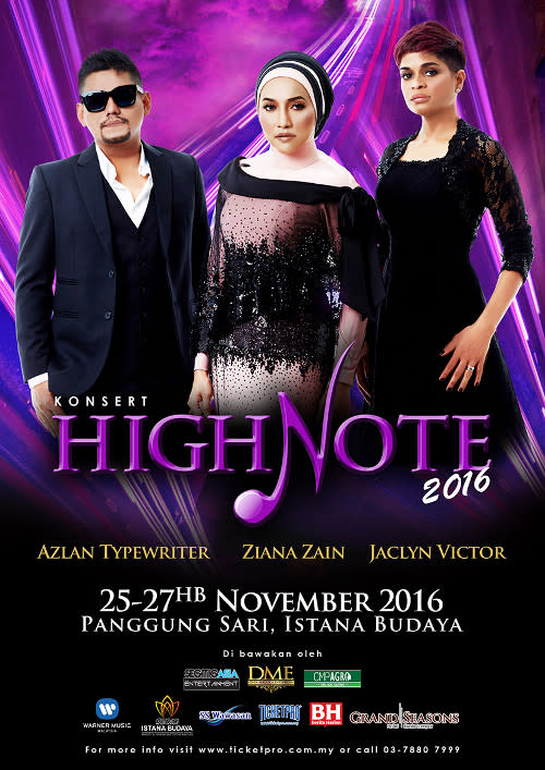 Ziana Zain, Jaclyn Victor and Azlan Typewriter will share a stage together on one night for the concert of a lifetime