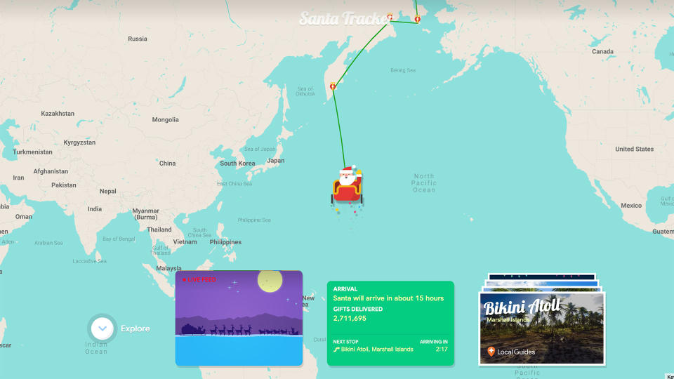 Google Santa Tracker map