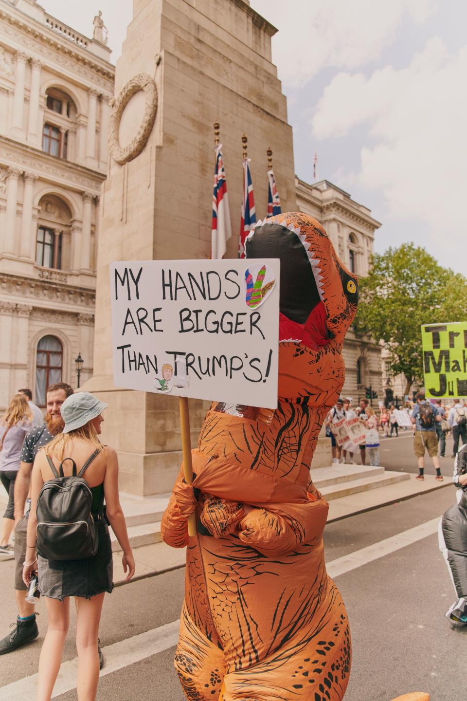 London swelled with protests against Donald Trump during his visit to the U.K., including a giant baby blimp.