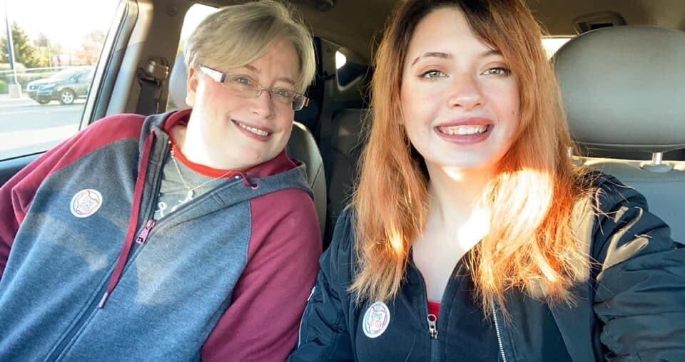 Catherine Prichard, an evangelical voter from Ohio, is pictured here voting with her daughter. (Photo: Courtesy of Catherine Prichard)