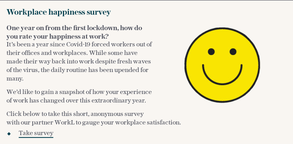 The Telegraph workplace happiness survey