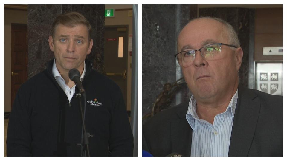 Premier Andrew Furey, left, said the province is working to recruit and retain nurses. PC Health Critic Barry Petten said more needs to be done, and the province needs to look at more creative ways to retain.