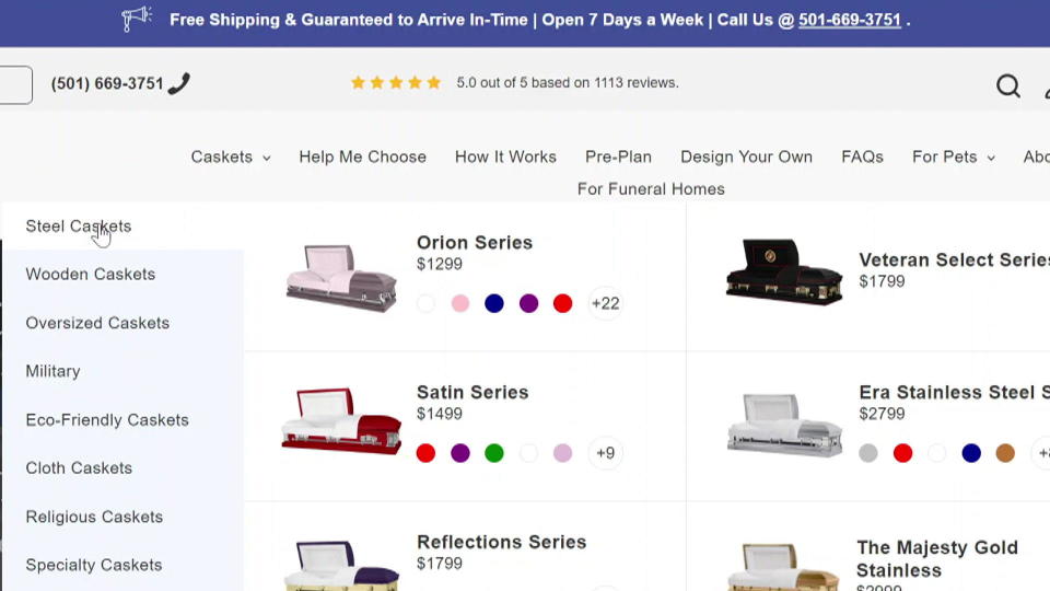 Consumers now have a greater choice when purchasing coffins, thanks to Titan Caskets' online sales.  / Credit: Titan Caskets