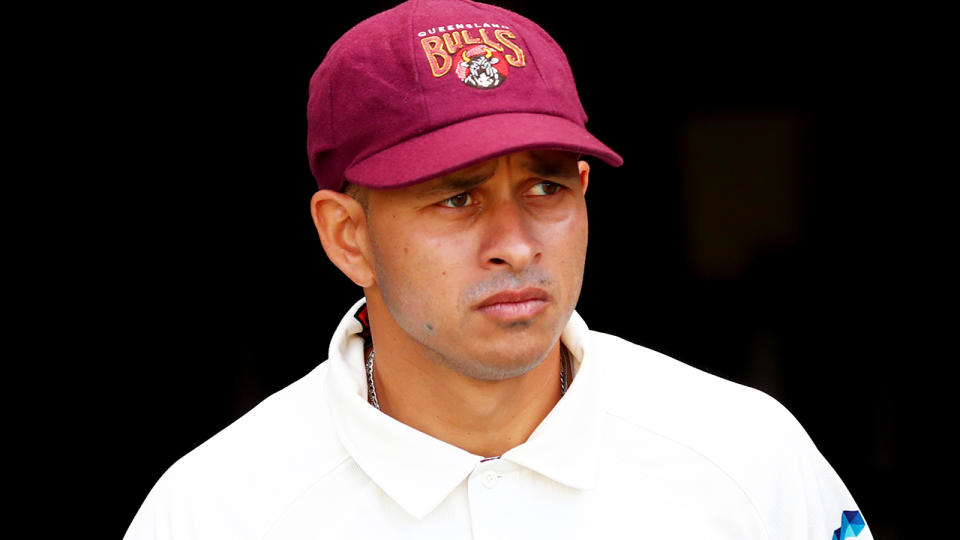 Usman Khawaja of Queensland looks on during day one of the Sheffield Shield match between Queensland and South Australia at The Gabba on October 18, 2019 in Brisbane, Australia. (Photo by Chris Hyde/Getty Images)