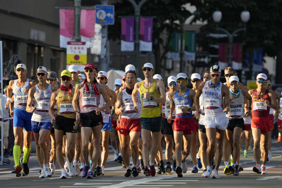 Athletes competitions. Race Walking. Running a 20 kilometre Marathon is no stroll.