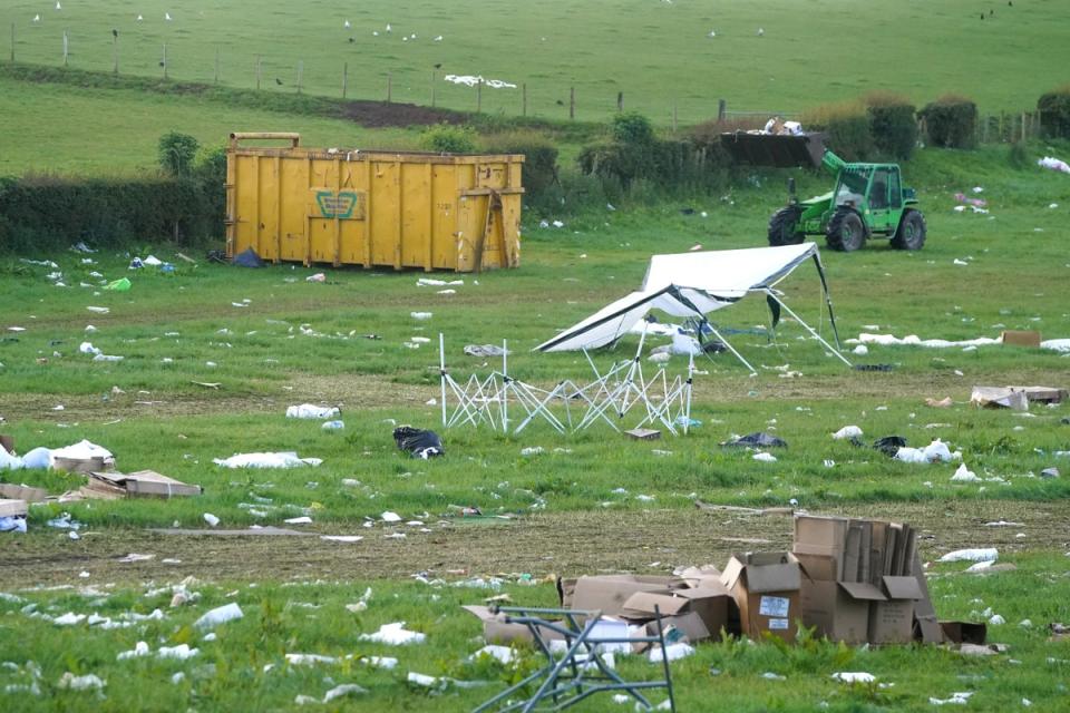 Rubbish in a field at the end of the Appleby Horse Fair (Owen Humphreys/PA Wire)