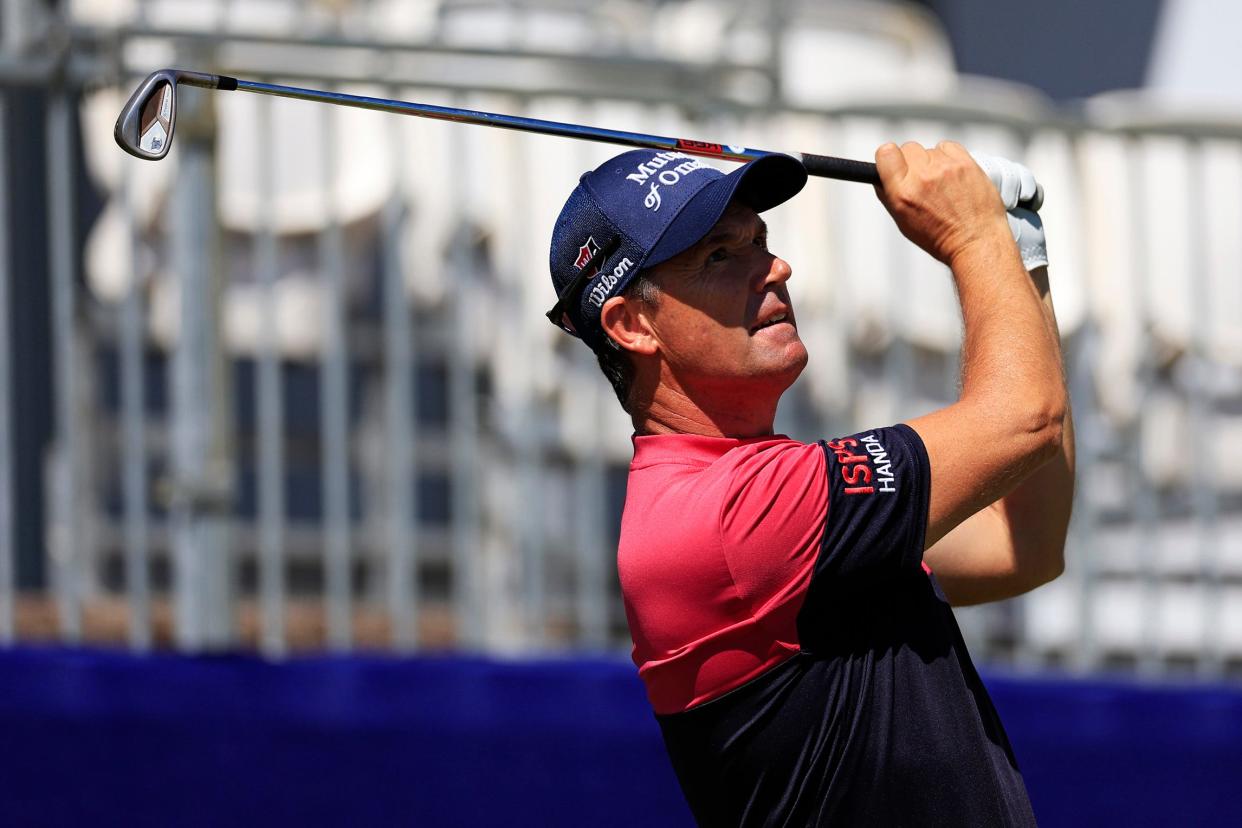 Padraig Harrington eyes his tee off on 17 Wednesday, Oct. 5, 2022 at Timuquana Country Club in Jacksonville. Wednesday marked the first pro-am round of golf for the Constellation Furky & Friends golf tournament. 