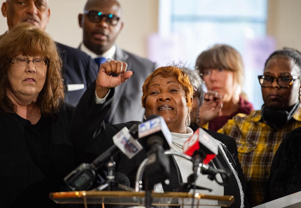 Bettersten Wade, seen here in this Dec. 20, 2023 file photo, has had not one, but two of her family members — a brother and a son — who have allegedly died at the hands of the Jackson Police Department. The Jackson City Council will vote on Tuesday on the city's proposed settlement for Wade's wrongful death lawsuit for her brother, George Robinson, who was allegedly beaten to death by three officers in the Jackson Police Department.