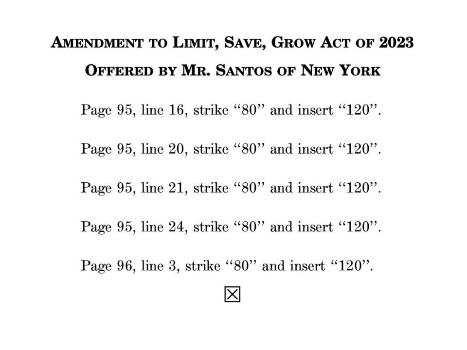 The full text of Rep. Santos' proposed amendment to the GOP debt ceiling bill.