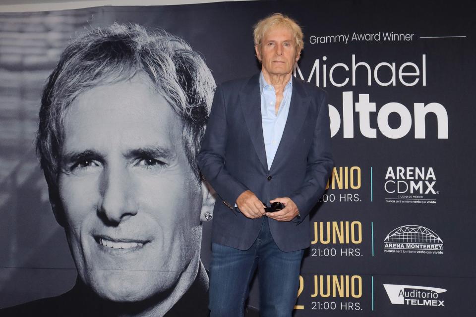 michael bolton poses for photos during a press conference at hotel presidente intercontinental on june 5, 2023 in mexico