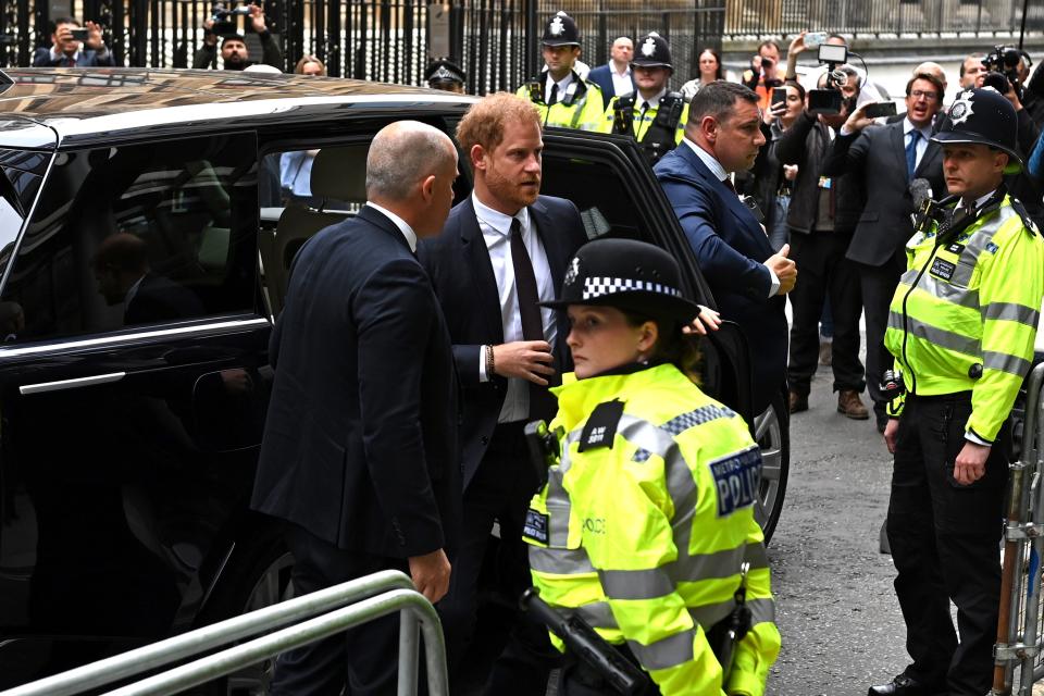 Prince Harry has arrived at the High Court and is expected to take to the witness stand at around 10.30am (Getty)