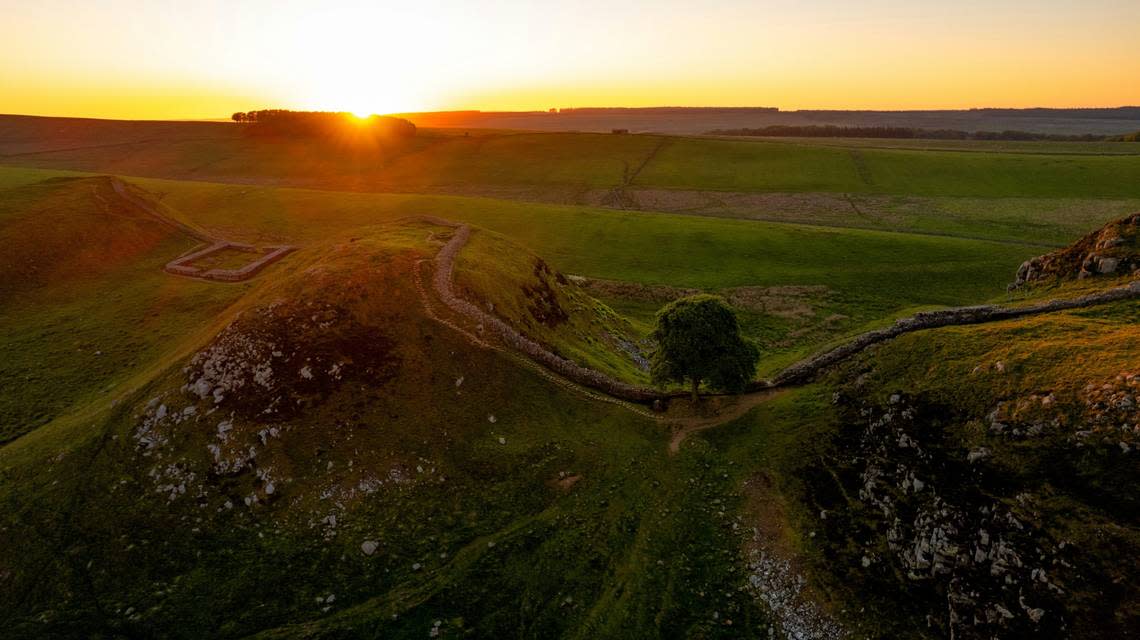 Hadrian’s Wall runs for 73 miles, marking the once strong frontier of the Roman Empire in the United Kingdom.