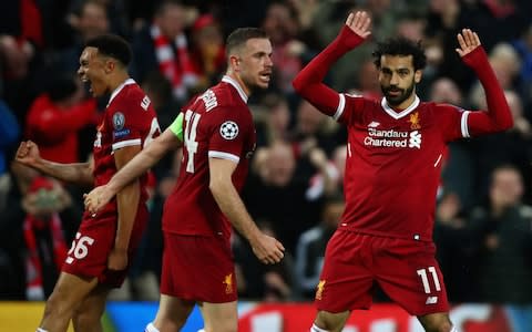 Mohamed Salah scores his second against his former club - Credit: Clive Brunskill/Getty Images