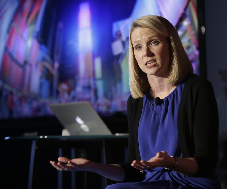 FILE - In this Monday, May 20, 2013, file photo, Yahoo CEO Marissa Mayer speaks during a news conference in New York. Yahoo on Wednesday, Jan. 15, 2014 announced that Mayer is cutting loose her top lieutenant, a possible sign that the Internet company's efforts to revive its long-slumping advertising sales aren't paying off. (AP Photo/Frank Franklin II, File)