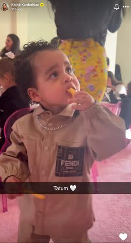 <p> Khloe Kardashian/Instagram</p> Khloé Kardashian's son Tatum wears a Fendi shirt