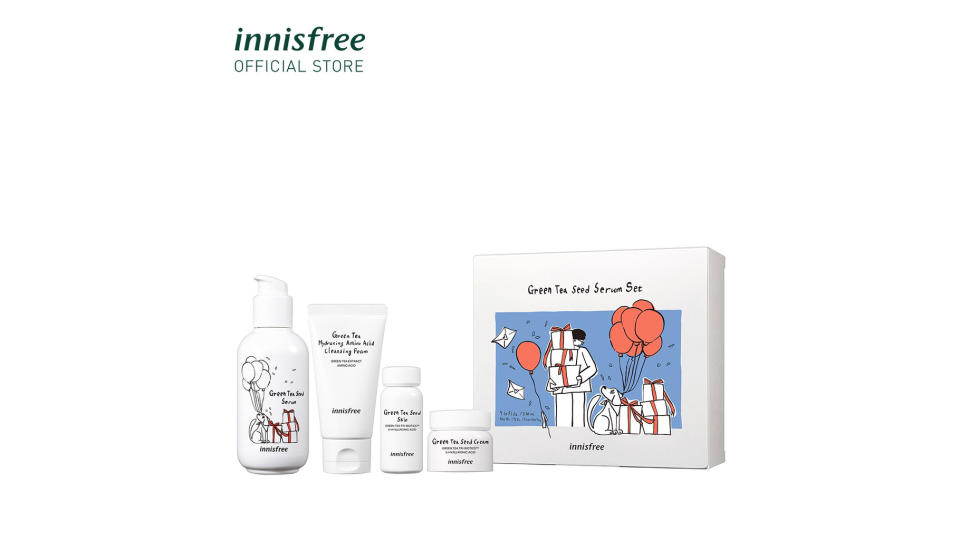 Innisfree Green Tea Seed Serum Jumbo 160ml Set: Hyaluronic Acid Serum (Holidays Edition). (Photo: Shopee SG)