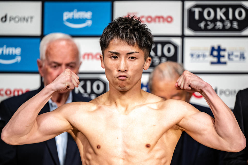 Japan's Naoya Inoue poses during the official weigh-in in Tokyo on May 5, 2024 ahead of his super-bantamweight title boxing match against Mexico's Luis Nery. (Photo by Philip FONG / AFP) (Photo by PHILIP FONG/AFP via Getty Images)