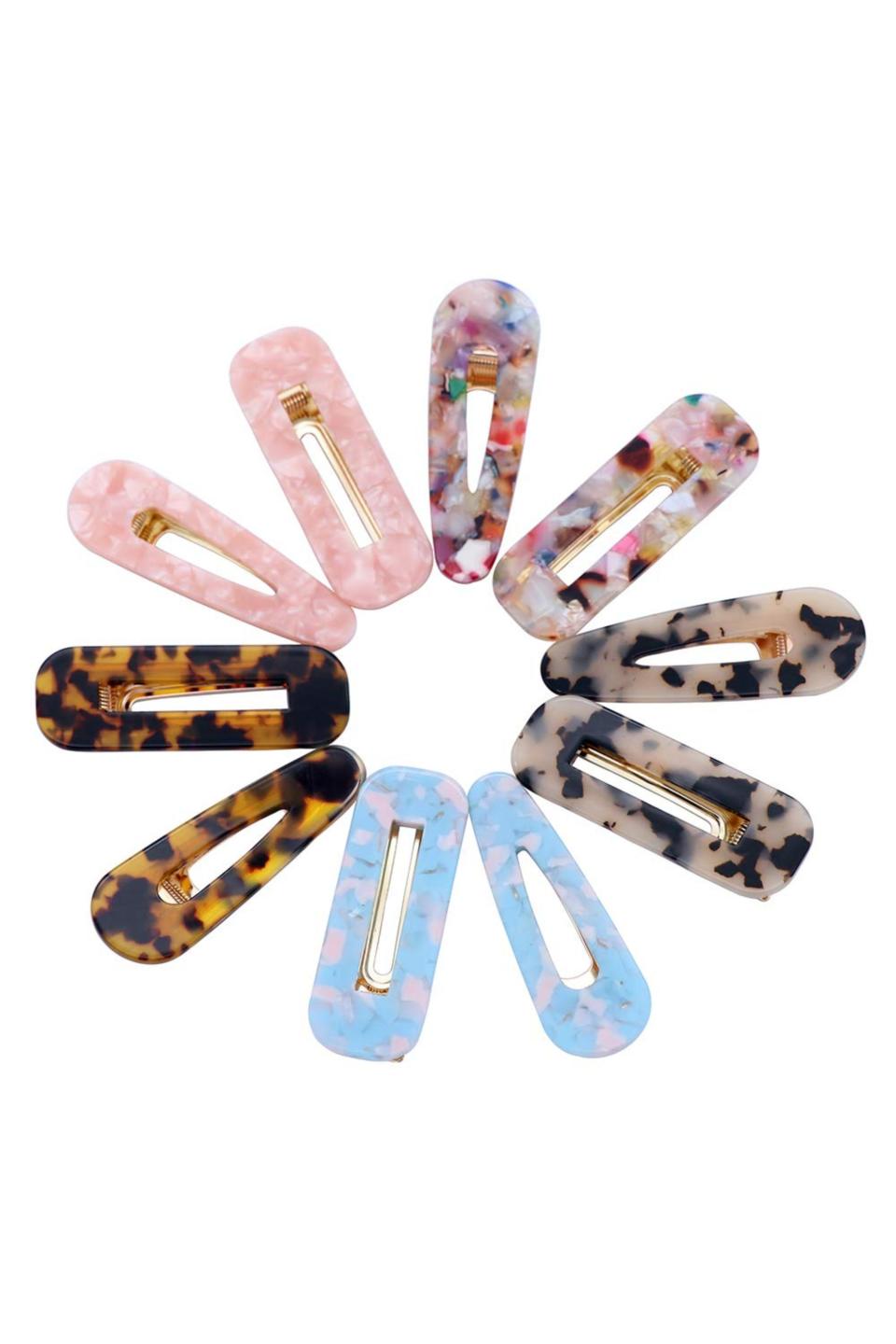 15) 10-Piece Acrylic Resin Hair Barrettes