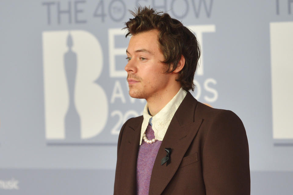 Harry Styles attends The BRIT Awards 2020 at The O2 Arena on February 18, 2020 in London, England. (Photo by Jim Dyson/Redferns)