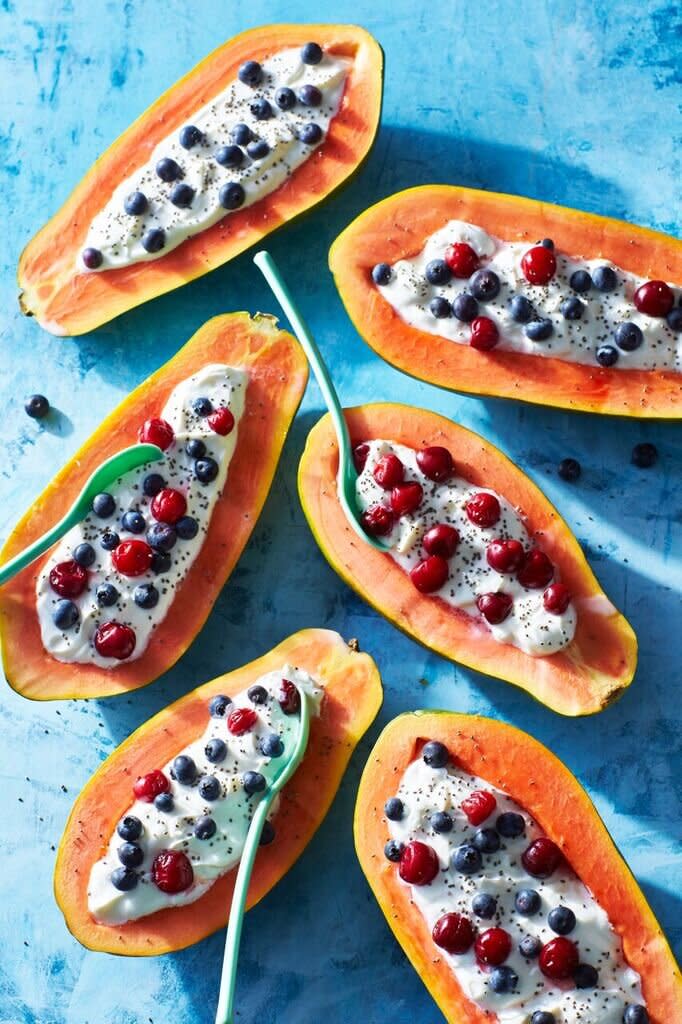 Papaya-Blueberry-Cherry Breakfast Bowls