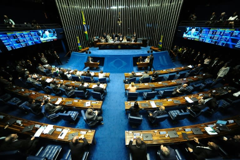 View of the senate plenary session during the voting session of Rousseff's impeachement committee in Brasilia on August 9, 2016