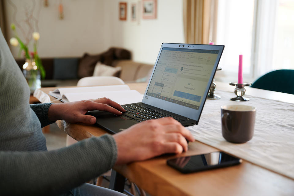 16 March 2020, Berlin: A man is now working from home. During the Corona crisis, many people are forced to work from home. Either because of protective measures taken by the employer or because they have to look after the children because of school closure. Photo: Annette Riedl/dpa-Zentralbild/ZB (Photo by Annette Riedl/picture alliance via Getty Images)