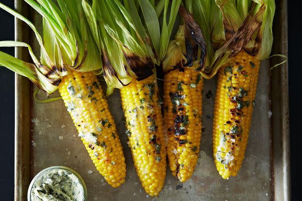 Grilled Corn with Basil Butter