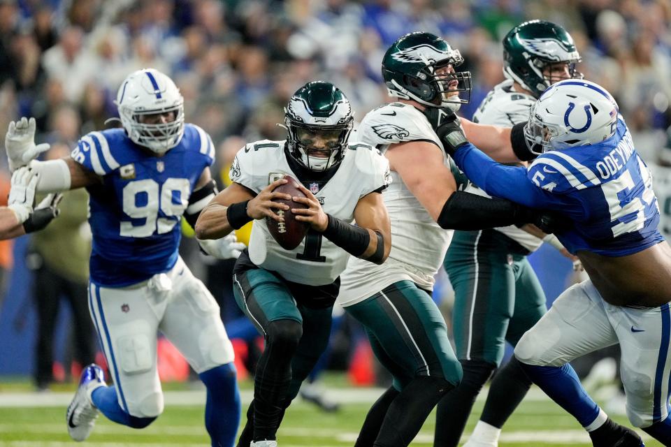 Philadelphia Eagles quarterback Jalen Hurts has broken out this season with an MVP-caliber campaign to lead his team to the No. 1 seed in the NFC.