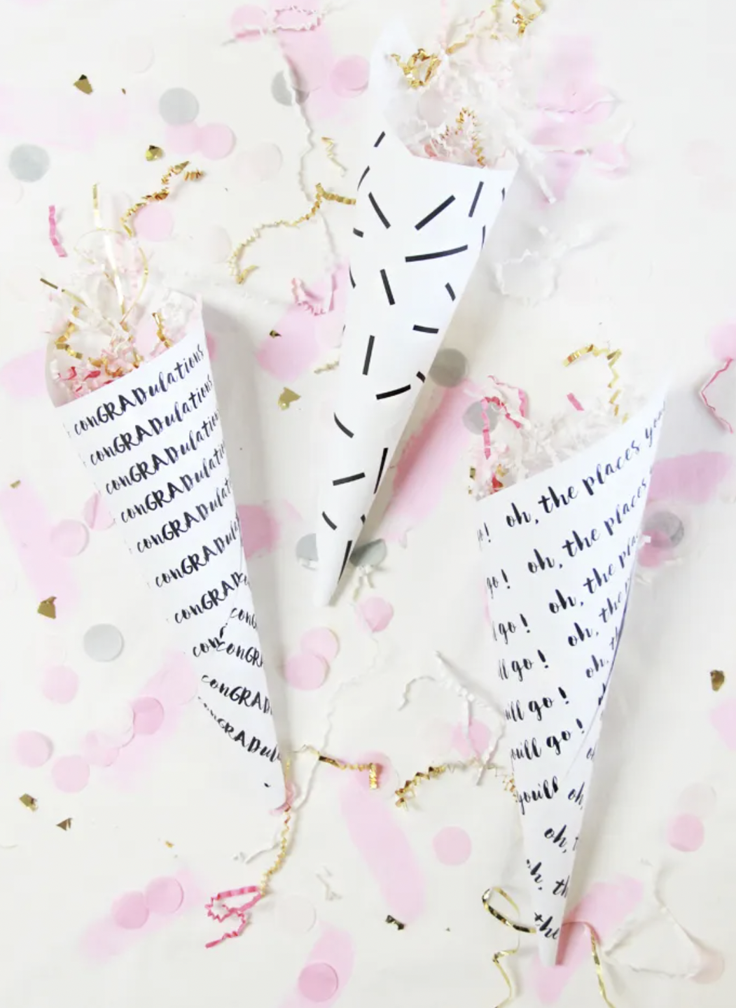 diy graduation confetti cones