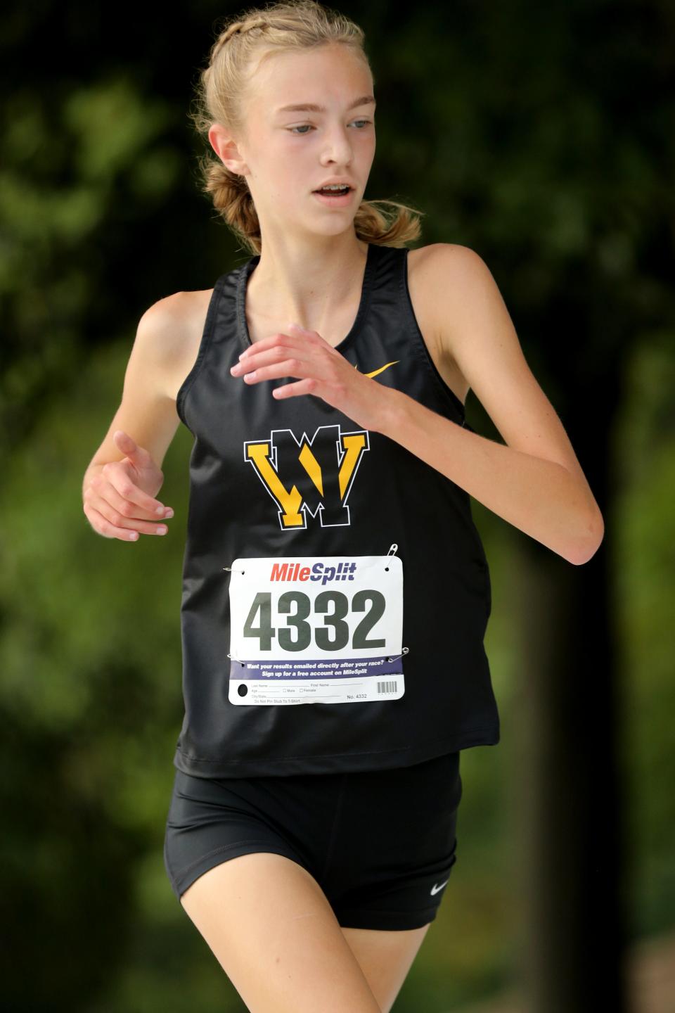 Frey, Lauren, of West Milford is shown as she heads to a ninth place finish, with a time of 21:42.  Tuesday September 21,  2021
