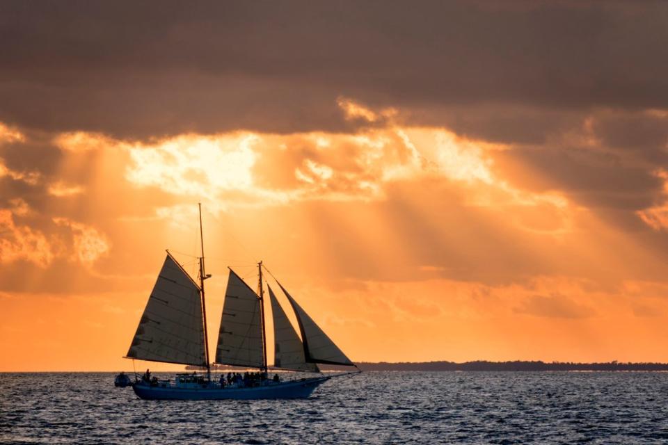 sailboat at sunset