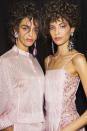 <p>A pile of mussed curls pinned atop the head at Giorgio Armani.</p>