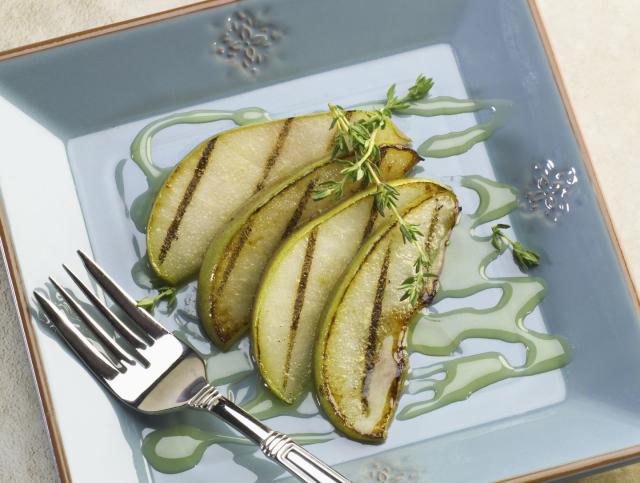 grilled pears with honey thyme dessert plate