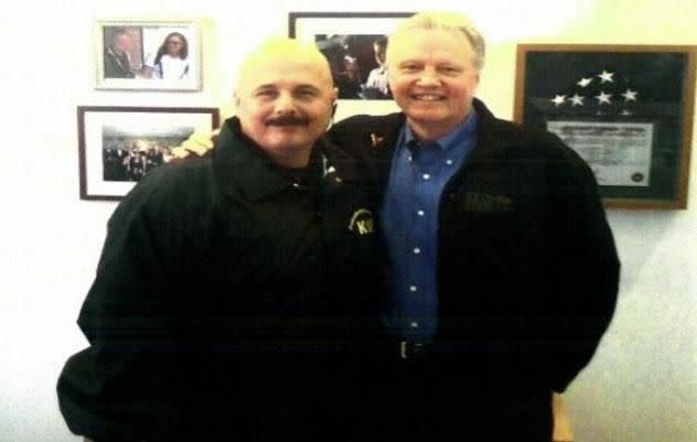 Bodyguard Kris Herzog with Angelina's father Jon Voight. Source: Kris Herzog