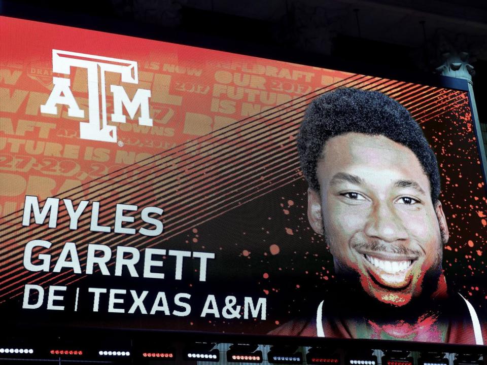 Myles Garrett was selected as the first round pick for the Cleveland Browns but we haven't seen his destructive powers yet (Getty)