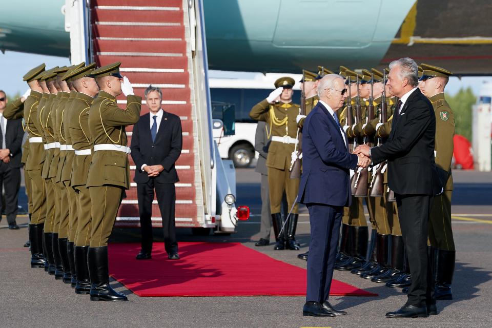 President Joe Biden arrives to attend the NATO summit in Vilnius (REUTERS)