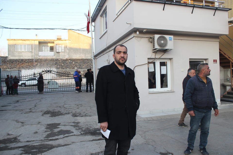 Emre Tibikoglu works for the Erzin municipality and was overseeing efforts at the donation center this week. (Kristina Jovanovski)