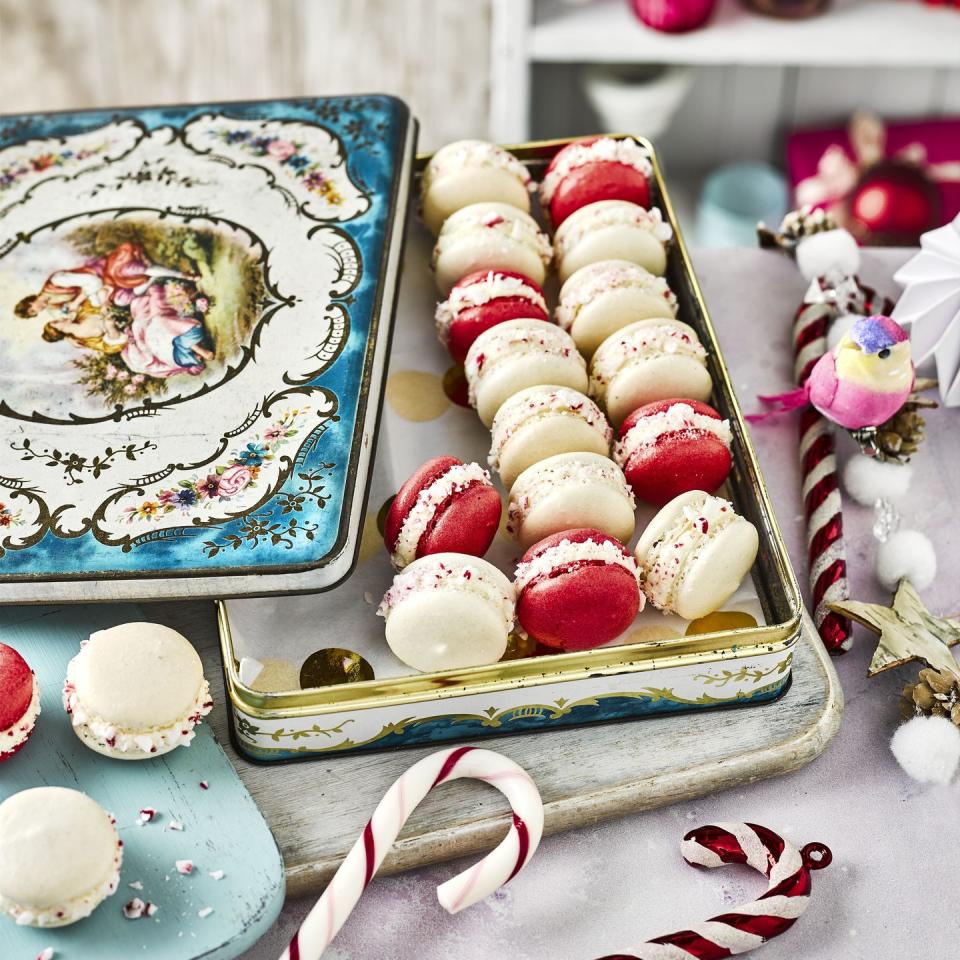 Candy Cane Macarons - best afternoon tea recipes 2022