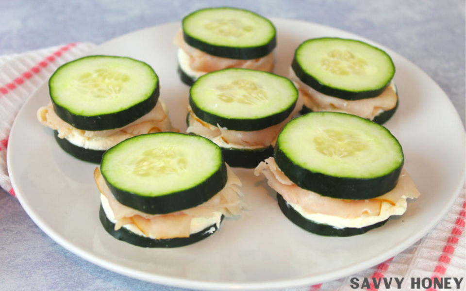 <p>Savvy Honey</p><p>Lunch just got a whole less boring with these delicious keto cucumber sandwiches! </p><p><strong>Get the recipe:</strong> <strong><a href="https://www.savvyhoney.com/keto-snacks-thatll-help-lose-weight/" rel="nofollow noopener" target="_blank" data-ylk="slk:Keto Cucumber Sandwiches;elm:context_link;itc:0;sec:content-canvas" class="link ">Keto Cucumber Sandwiches</a></strong></p>