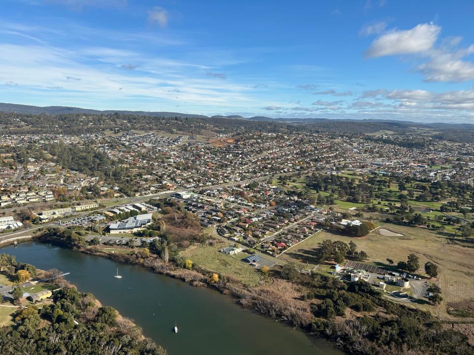 Aerial view of Tasmania.