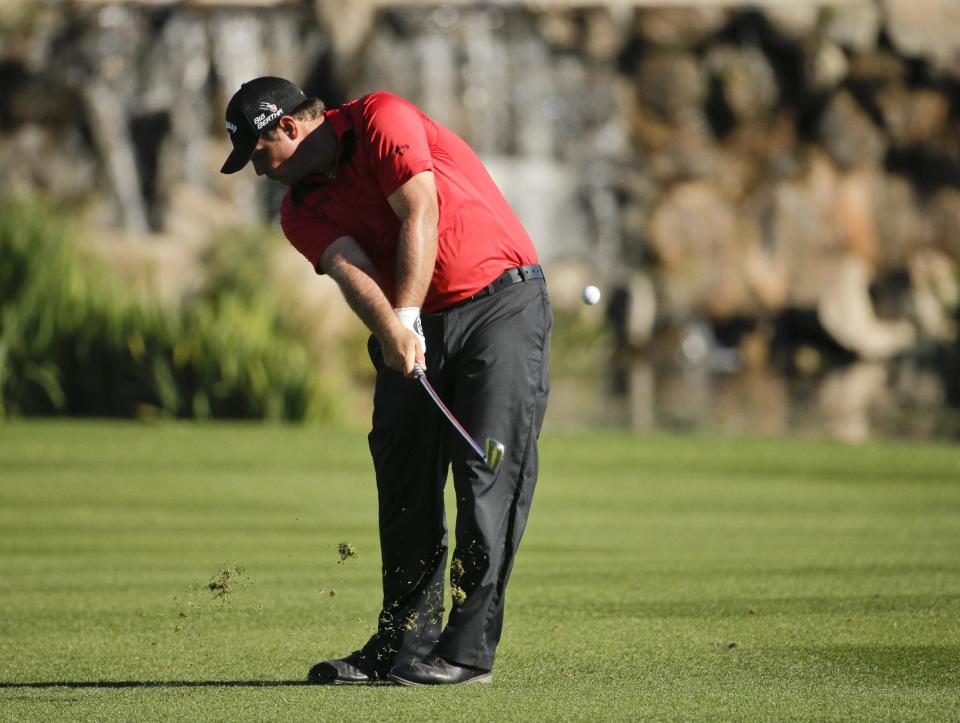 Patrick Reed hits to the 18th green during the second round of the Humana Challenge golf tournament at La Quinta Country Club on Friday, Jan. 17, 2014, in La Quinta, Calif. (AP Photo/Chris Carlson)