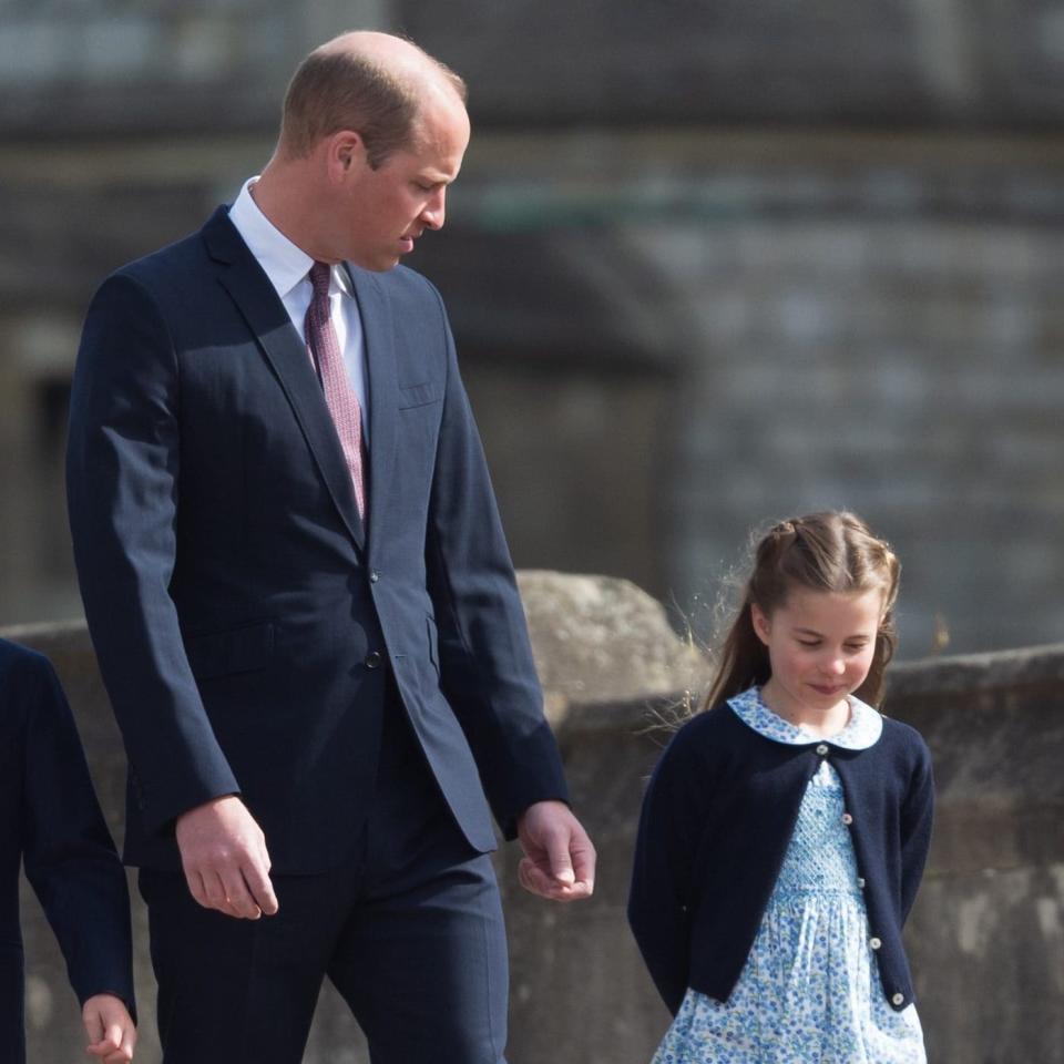 Princess Charlotte, six, wore a pale blue floral dress for the service - Antony Jones/GC Images