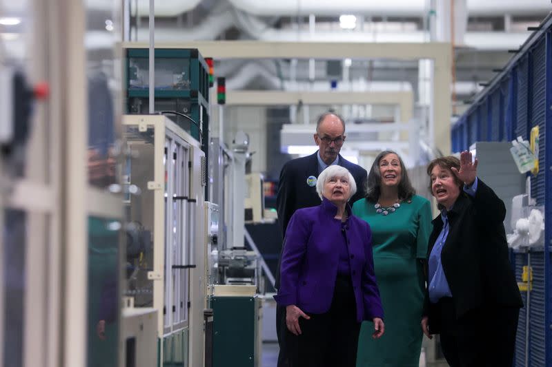 U.S. Treasury Secretary Yellen presides over the unveiling of the first U.S. banknotes printed with two women's signatures, in Fort Worth