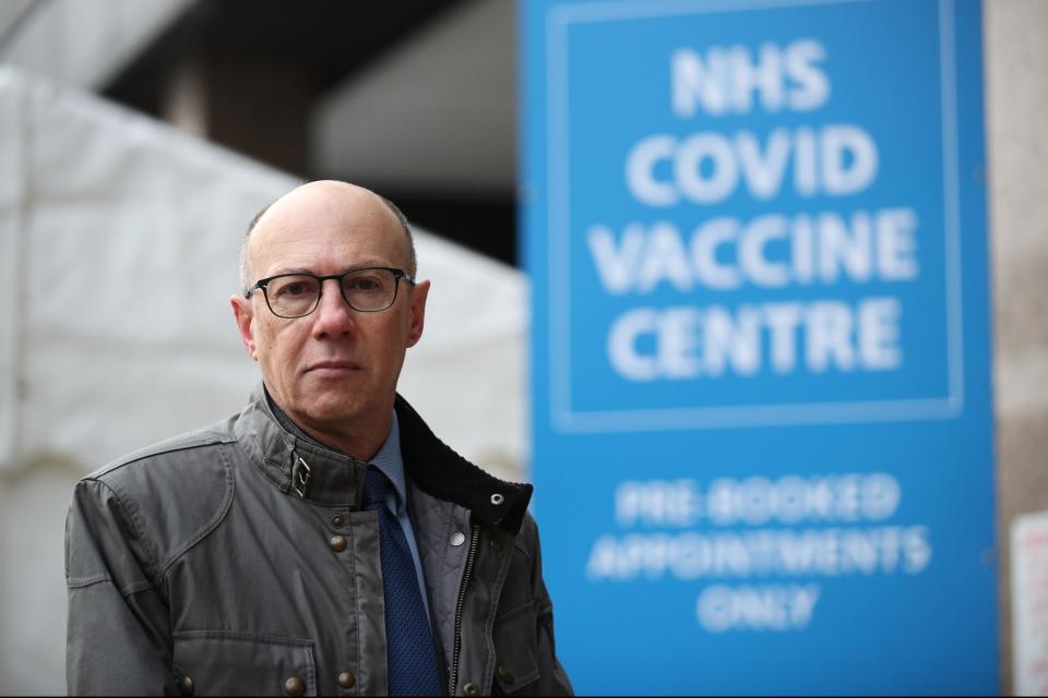 Stephen Powis outside the new NHS Covid Vaccine Centre in Wembley, north LondonPA