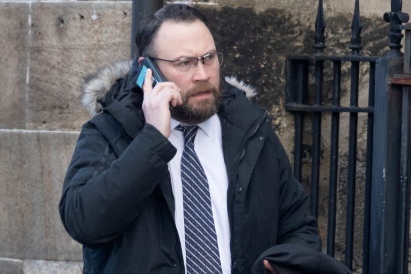 Alan Sneddon arrives at Paisley Sheriff Court.