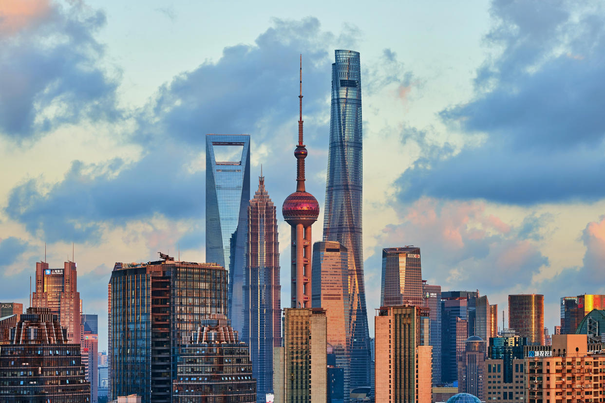 Shanghai skyscrapers at sunset. (Photo: Gettyimages)