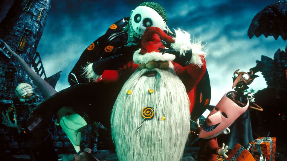 Conniving sidekicks Lock, Shock and Barrel kidnap "Mr. Sandy Claws" with devilish glee halfway through "The Nightmare Before Christmas," dressed as demented trick-or-treaters. - Moviestore/Shutterstock