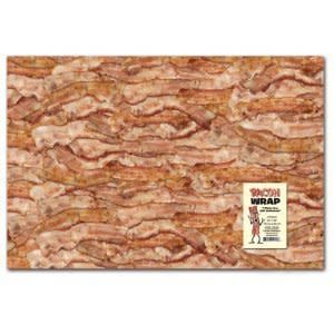 This wrapping paper is a necessity for all of these gifts.   <a href="http://www.amazon.com/Accoutrements-12169-Bacon-Gift-Wrap/dp/B0051GLWGE/ref=sr_1_11?ie=UTF8&qid=1354634414&sr=8-11&keywords=bacon">Amazon.com</a>, <strong>$7.98</strong>