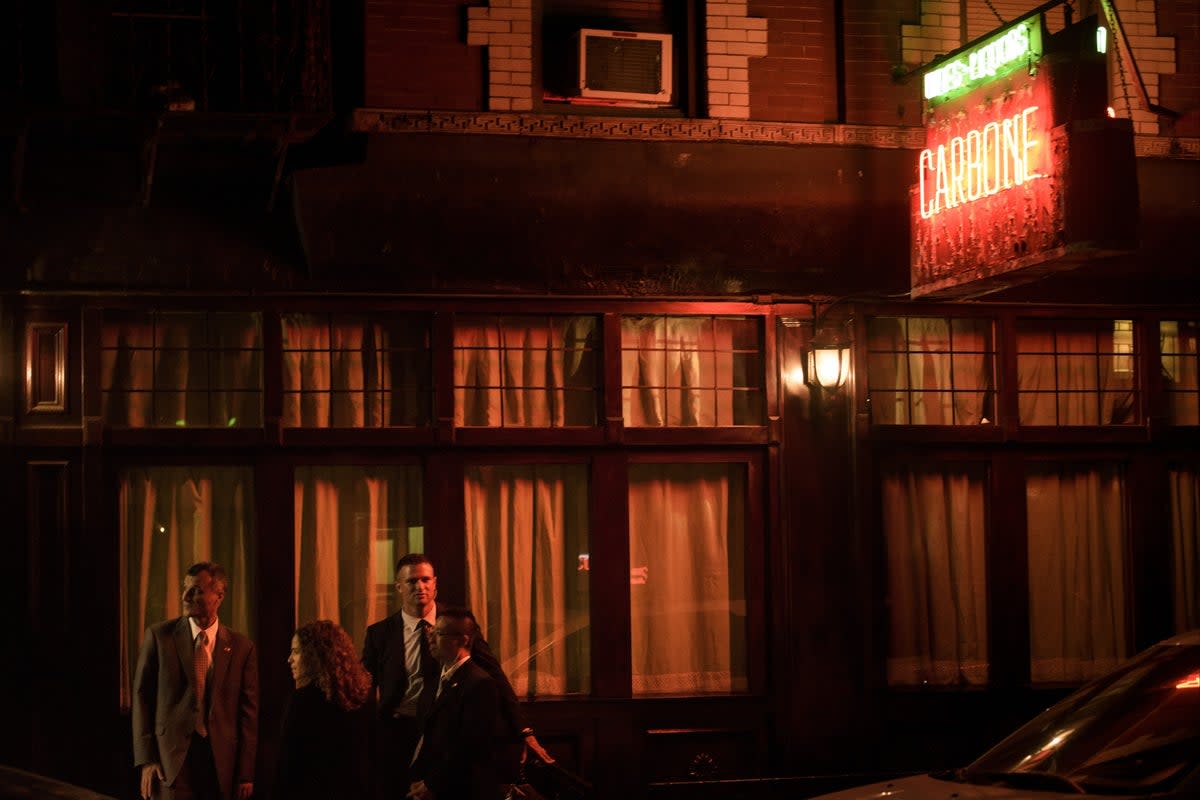 Two thieves robbed a man at gunpoint outside high-end New York restaurant Carbone, then sped away on a moped on Tuesday night (AFP via Getty Images)